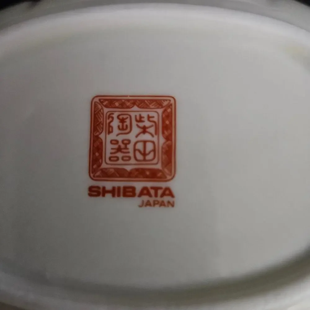 Vintage Shibata Japan 3 Pc Porcelain Bathroom Vanity Set Floral Bird